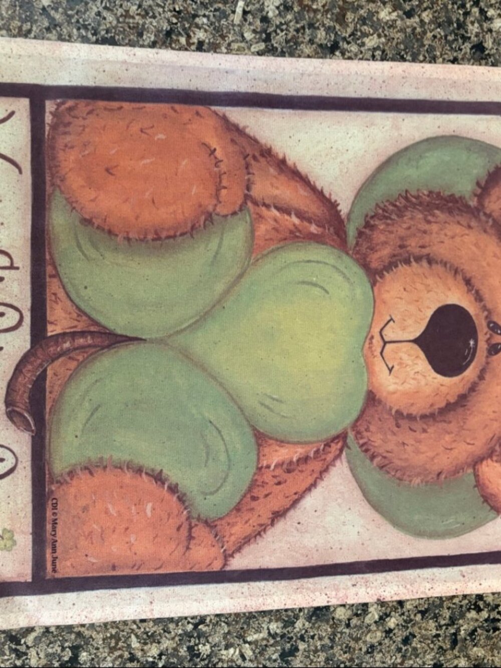 St Patrick's Day Teddy Bear Shamrock Garden Flag - Like New